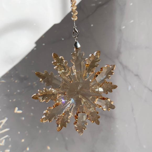 Crystal Snowflake Sun Catcher Christmas Tree Decor Czech Bohemia Crystal Gift - Picture 8 of 10